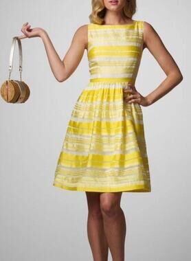 Lilly Pulitzer Eryn Dress Size 0 Lemon Sorbet Wrapping Stripe 100% Silk Pockets